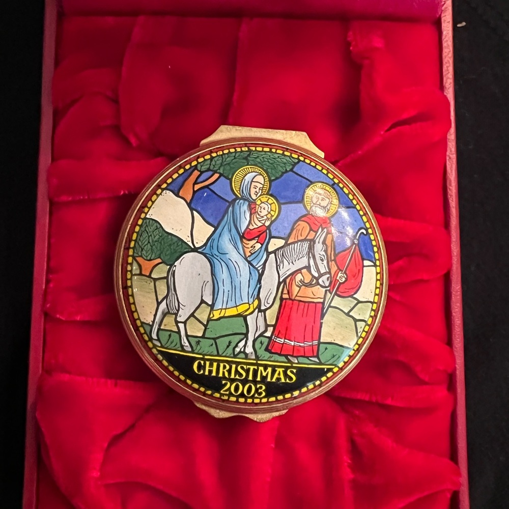 2003 Halcyon Days Christmas Enamel & Gold Plated,Like new, original box w/papers